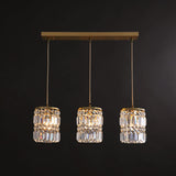 Minimalist Gold Pendant Light Fixture - Crystal Cylindrical Multi For Dining Room