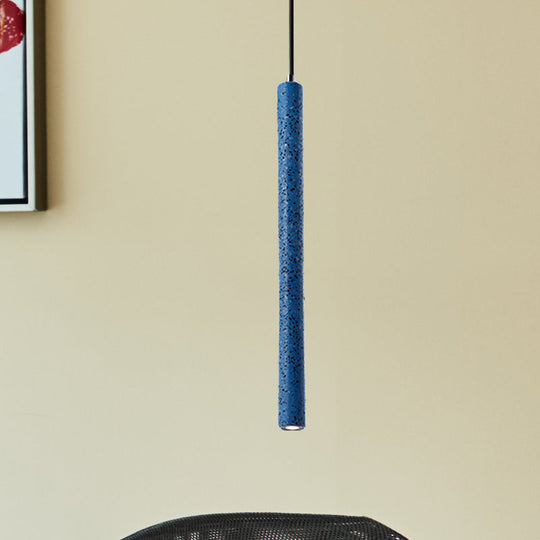 Nordic Cement Tube Pendant Light - 1 Yellow/Blue/Green 12’/21.5’H