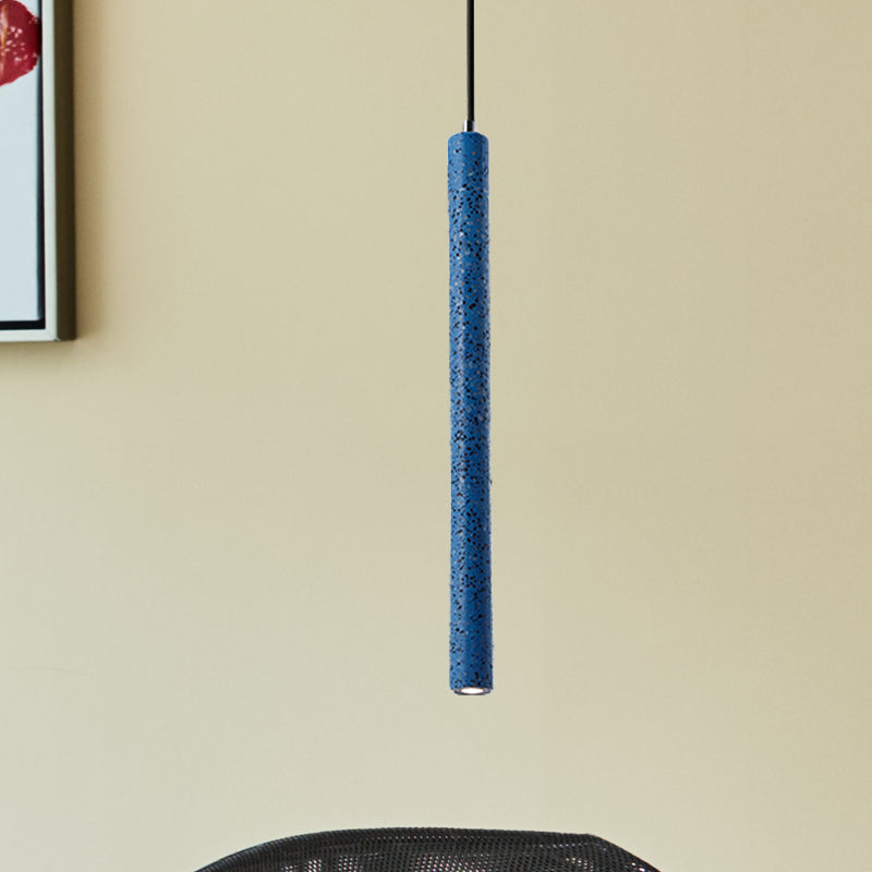 Nordic Cement Tube Pendant Light 1 Yellow/Blue/Green Hangs 12 Or 21.5H