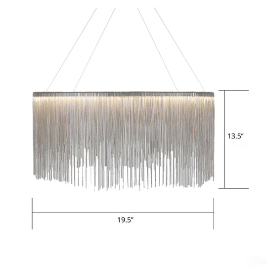 Led Chain Fringe Chandelier - Modern Metal Pendant Light For Living Room