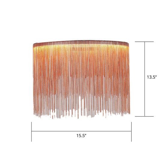 Led Chain Fringe Chandelier - Minimalistic Metal Pendant Light For Living Room