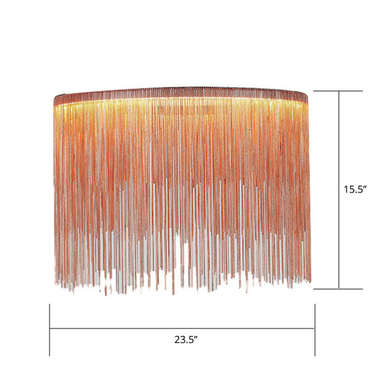 Led Chain Fringe Chandelier - Minimalistic Metal Pendant Light For Living Room