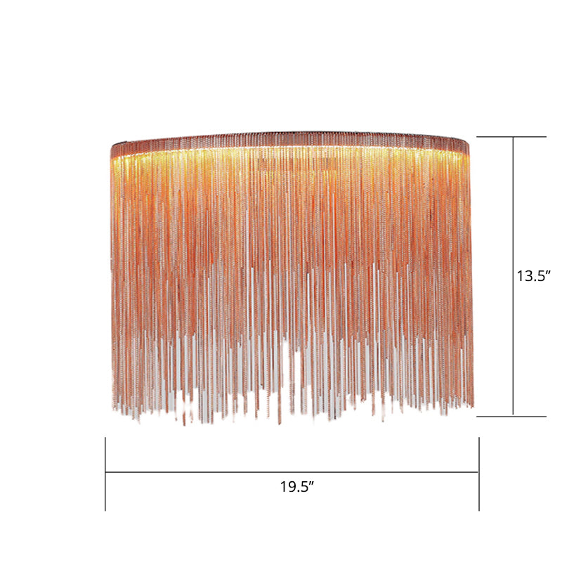Led Chain Fringe Chandelier - Minimalistic Metal Pendant Light For Living Room