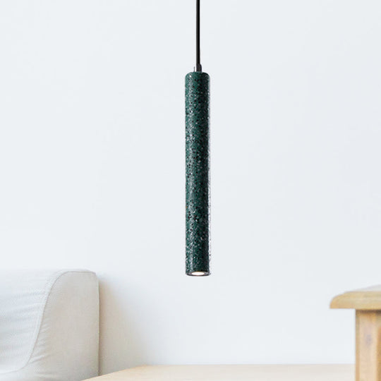 Nordic Style Concrete Pendant Light - 12’/21.5’H Tube 1 Black/White/Yellow Green / 12’