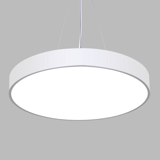 Metallic Led Pendant Light: Simple Style For Office Spaces White / 16’