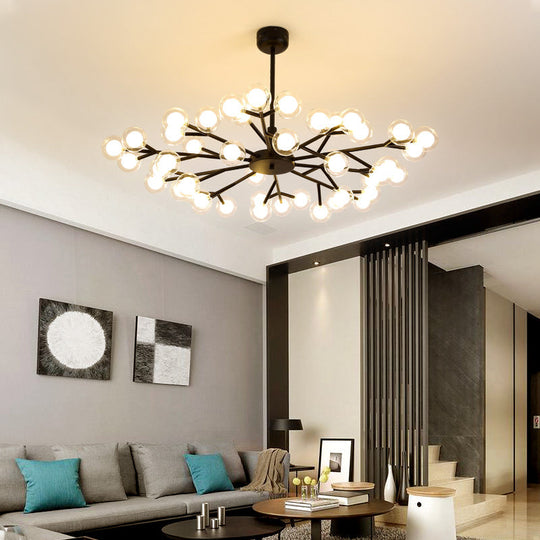 Glowworm Chandelier Light: Dual Glass Nordic Suspension Pendant For Living Room