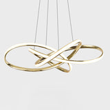Gold Plated Pendant Chandelier: Minimalistic Metal Led Suspension Light For Restaurants / 23.5 Third