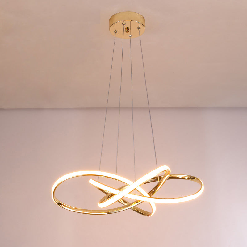 Gold Plated Pendant Chandelier: Minimalistic Metal Led Suspension Light For Restaurants