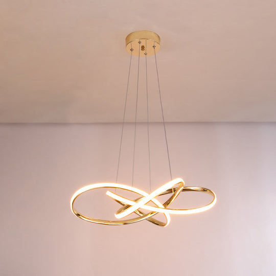 Gold Plated Pendant Chandelier: Minimalistic Metal Led Suspension Light For Restaurants