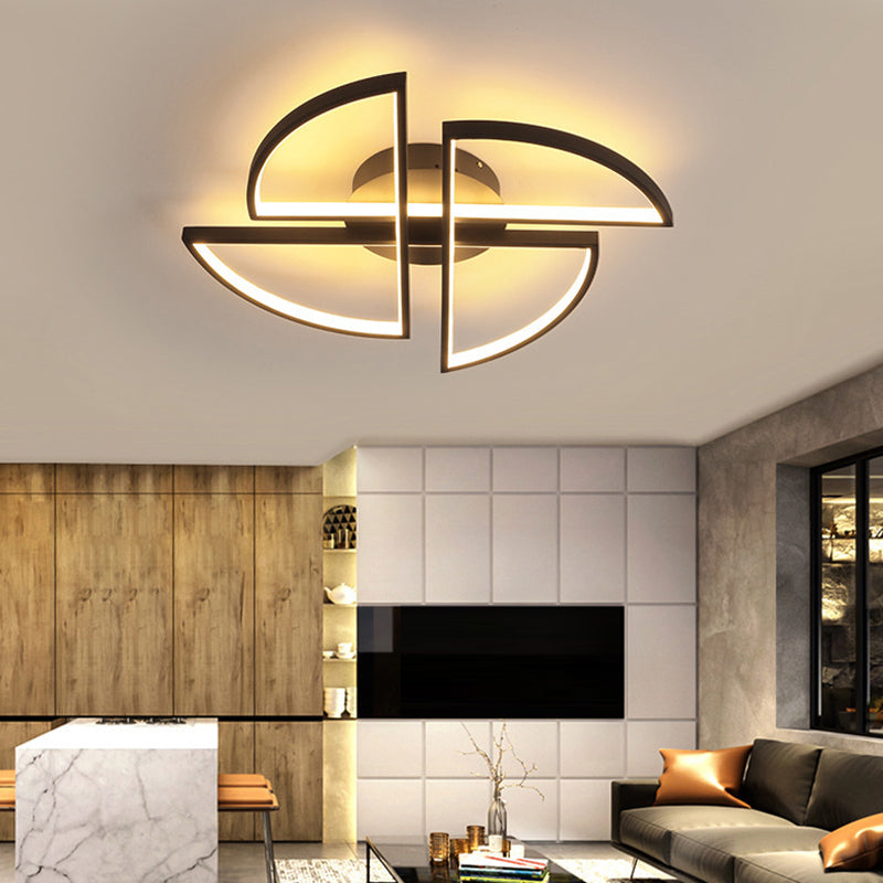 Minimalist Led Pinwheel - Shaped Black Flush Mount Ceiling Light For Living Room
