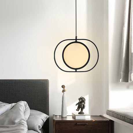 Black Minimalistic Led Pendant Lamp - Sleek Acrylic Bedside Hanging Light Fixture