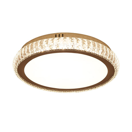 Prismatic K9 Crystal Ceiling Light: Elegant White Flush Mount Led For Bedroom