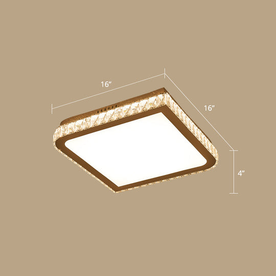 Prismatic K9 Crystal Ceiling Light: Elegant White Flush Mount Led For Bedroom