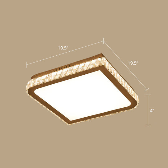 Prismatic K9 Crystal Ceiling Light: Elegant White Flush Mount Led For Bedroom