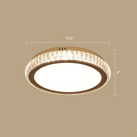 Prismatic K9 Crystal Ceiling Light: Elegant White Flush Mount Led For Bedroom