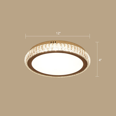 Prismatic K9 Crystal Ceiling Light: Elegant White Flush Mount Led For Bedroom