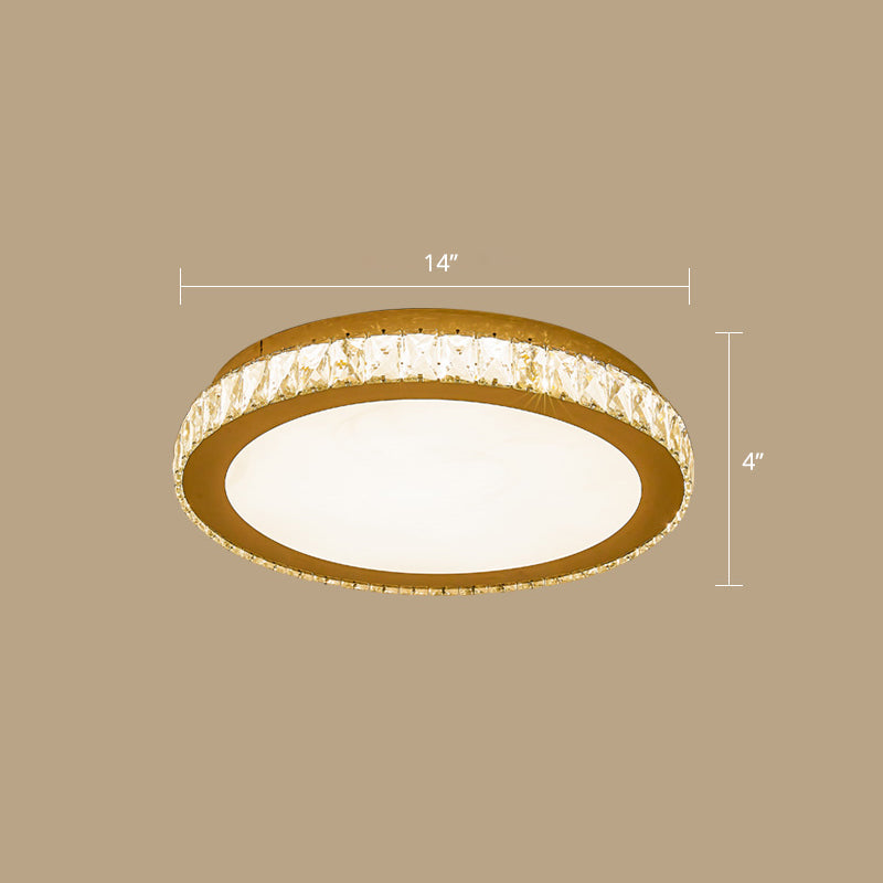Prismatic K9 Crystal Ceiling Light: Elegant White Flush Mount Led For Bedroom
