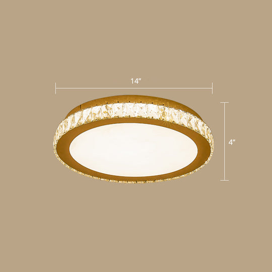 Prismatic K9 Crystal Ceiling Light: Elegant White Flush Mount Led For Bedroom