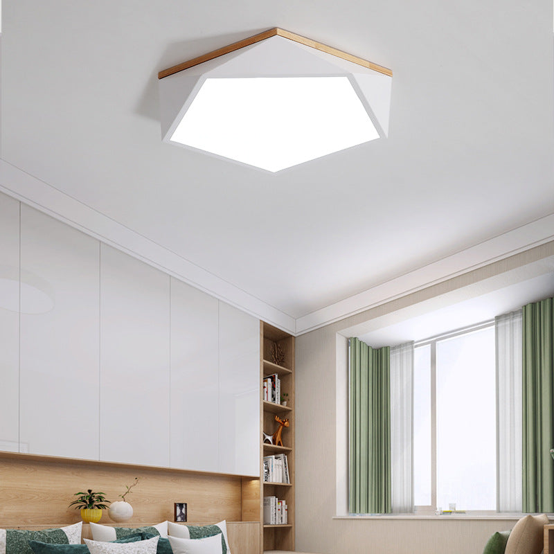 Minimalist Metal Pentagon Flush Mount Led Ceiling Light White / 16’