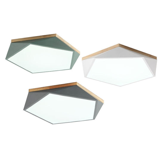 Minimalist Metal Pentagon Flush Mount Led Ceiling Light