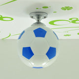 Boys Room Football Flushmount Ceiling Light - Creative Design With Opaque Glass Blue-White