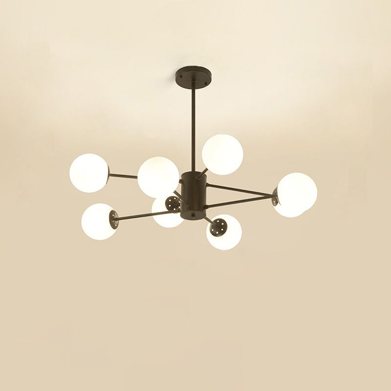 Opal Glass Radial Chandelier - Postmodern Pendant Light For Living Room 8 / Black