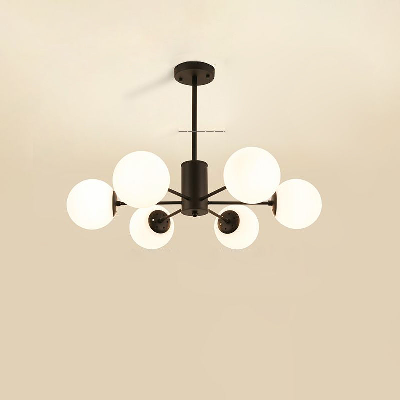 Opal Glass Radial Chandelier - Postmodern Style Pendant Light For Living Room 6 / Black