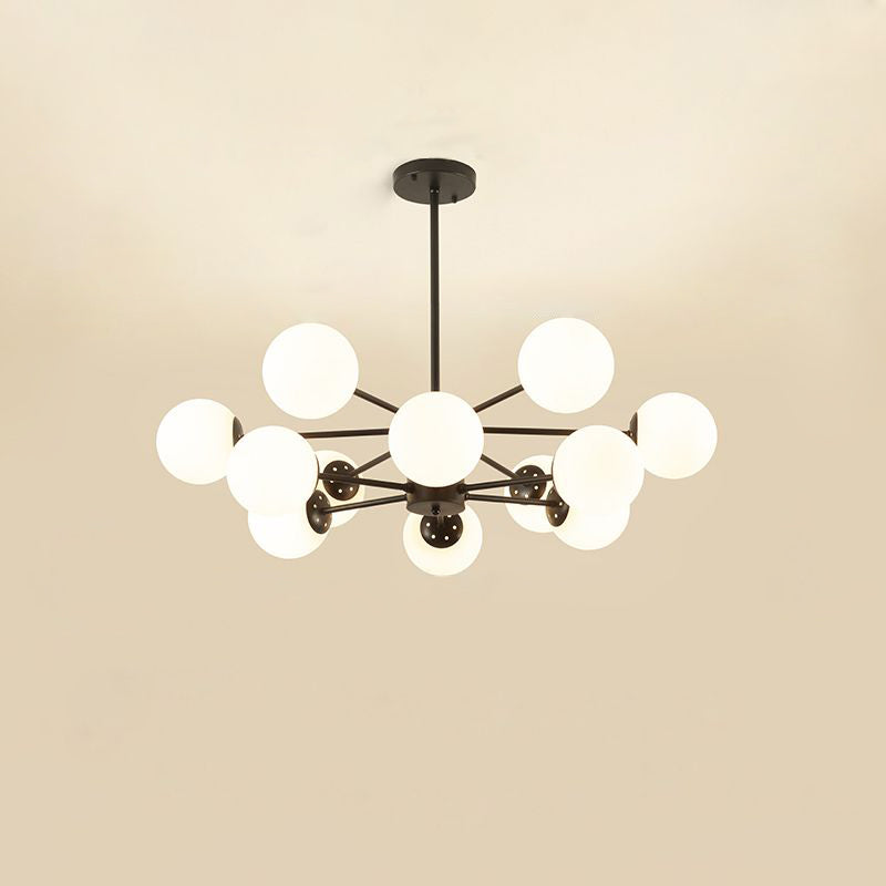 Opal Glass Radial Chandelier - Postmodern Style Pendant Light For Living Room 12 / Black