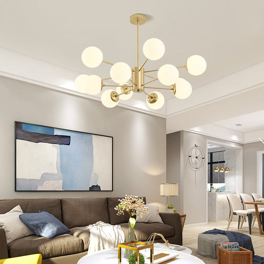 Opal Glass Radial Chandelier - Postmodern Pendant Light For Living Room