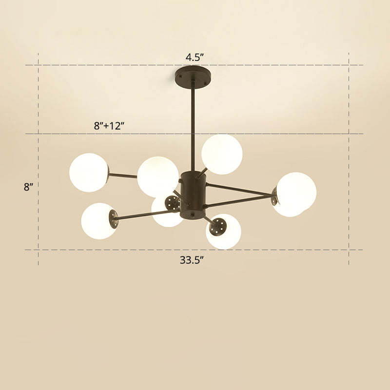 Opal Glass Radial Chandelier - Postmodern Style Pendant Light For Living Room