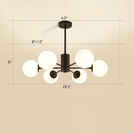 Opal Glass Radial Chandelier - Postmodern Style Pendant Light For Living Room