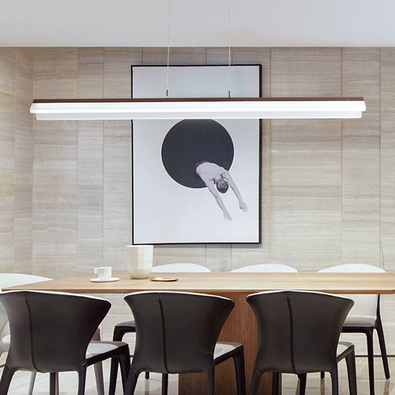 Modern Led Acrylic Coffee Linear Pendant Light Fixture For Dining Room