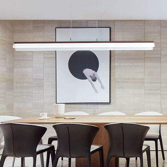 Modern Led Acrylic Coffee Linear Pendant Light Fixture For Dining Room