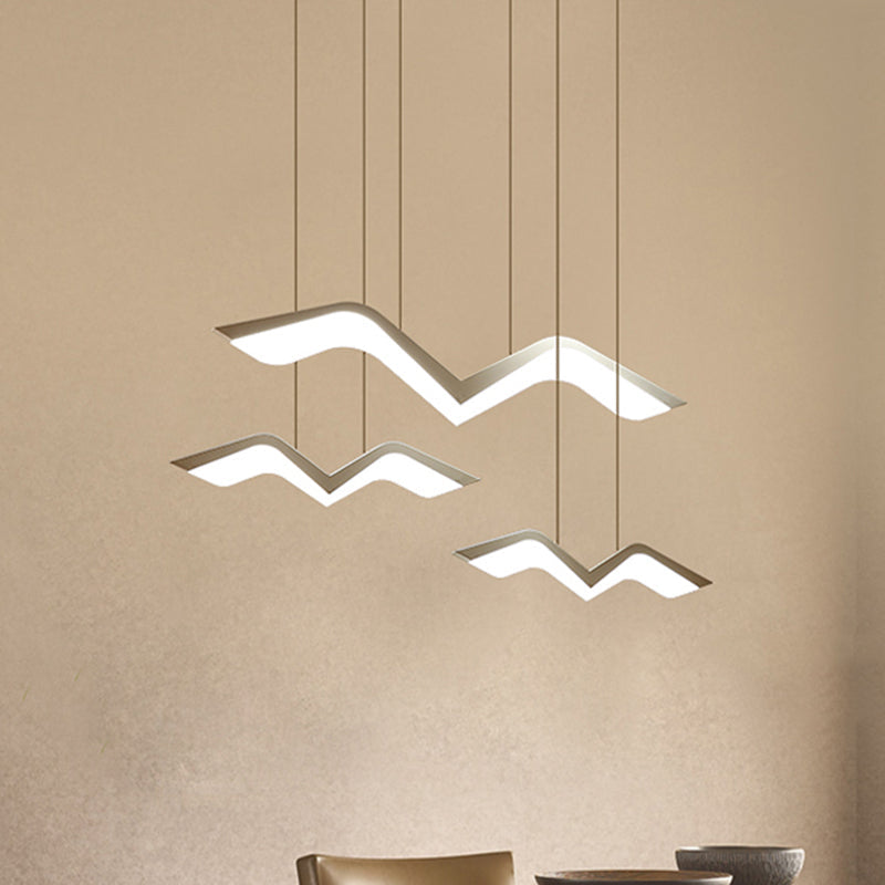 Seagull Multi Light Pendant Led Hanging Lamp In Elegant White Acrylic Shade - Choose From 2 3 4 Or