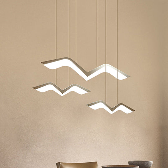Seagull Multi Light Pendant Led Hanging Lamp In Elegant White Acrylic Shade - Choose From 2 3 4 Or