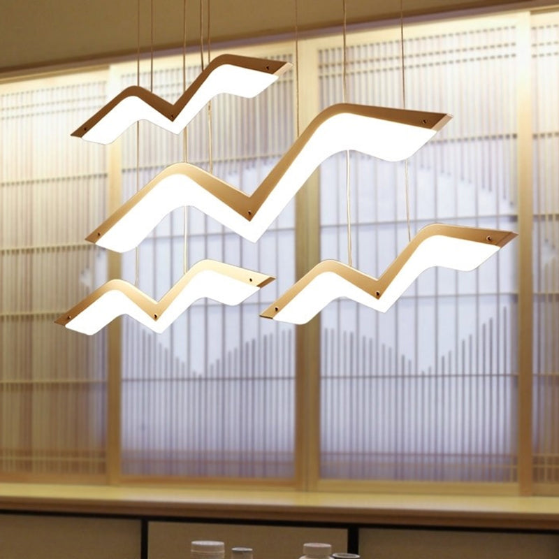 Seagull Multi Light Pendant: Sleek Acrylic Shade Led Hanging Lamp In White (2/3/4/5 Seater) 4 / Warm