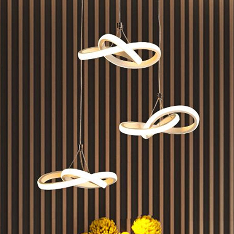 Twisting Island Led Pendant Ceiling Light - 3/4 Heads Acrylic Warm/White