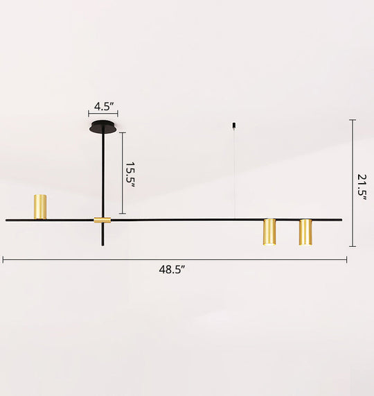 Postmodern Metal Cross Arm Chandelier In Black And Gold - Elegant Living Room Spotlight