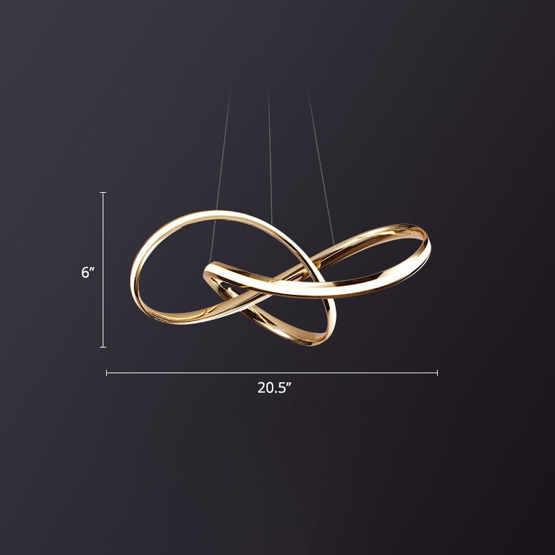 Aluminum Twist Chandelier With Led Artistic Gold Light For Dining Room Ceiling