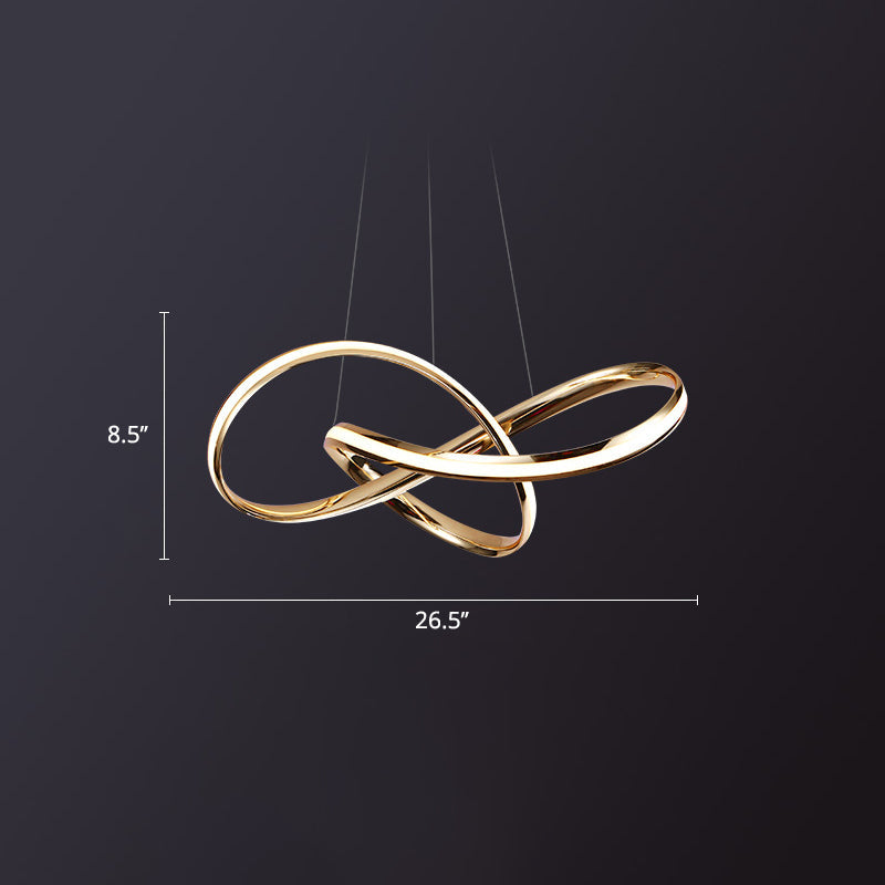 Aluminum Twist Chandelier With Led Artistic Gold Light For Dining Room Ceiling