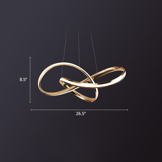 Aluminum Twist Chandelier With Led Artistic Gold Light For Dining Room Ceiling