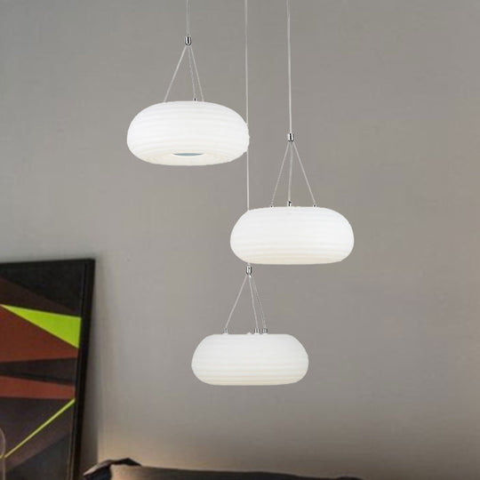 Modern White Doughnut Pendant Lamp: Led Metal Ceiling Light For Dining Room