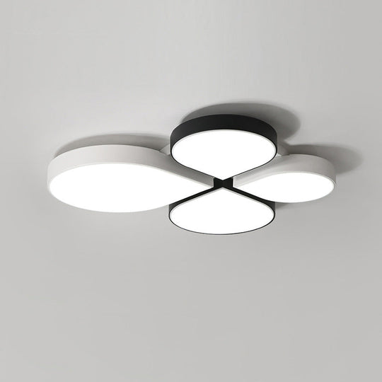 Nordic Style Led Ceiling Lamp - Clover Shaped Flush Mount Light Fixture Black-White / White Water