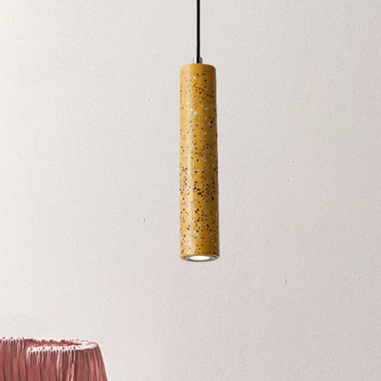 Nordic Concrete Tube Pendant Lighting - 1 Light Black/White/Yellow Suspension