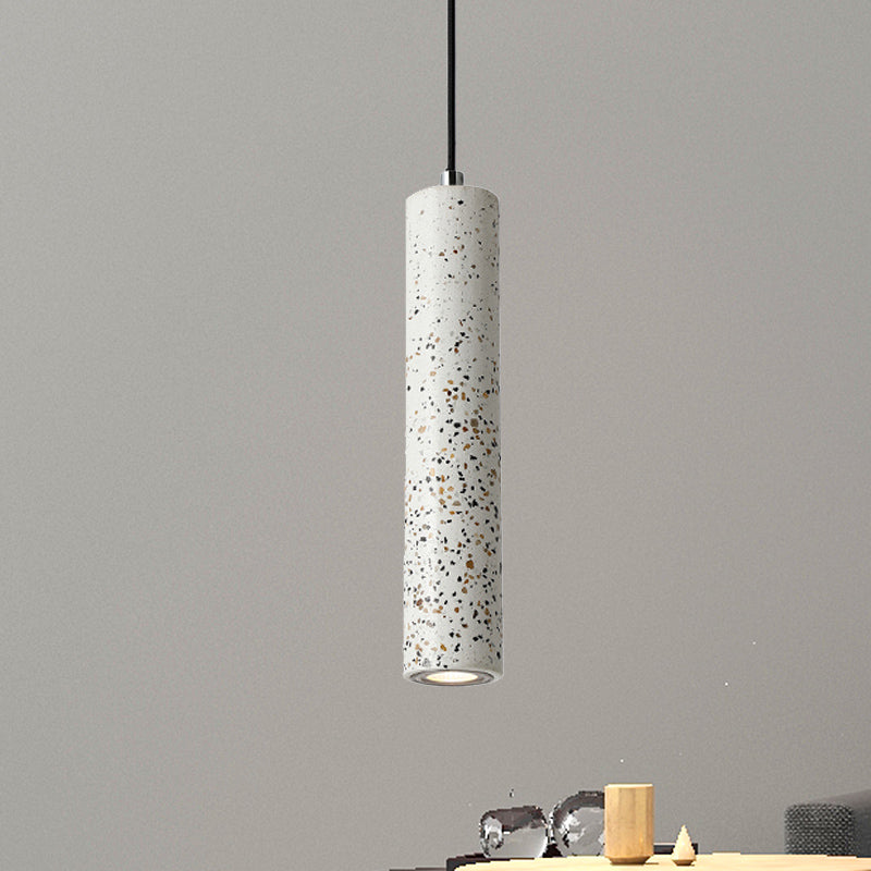 Nordic Concrete Tube Pendant Lighting - 1 Light Black/White/Yellow Suspension