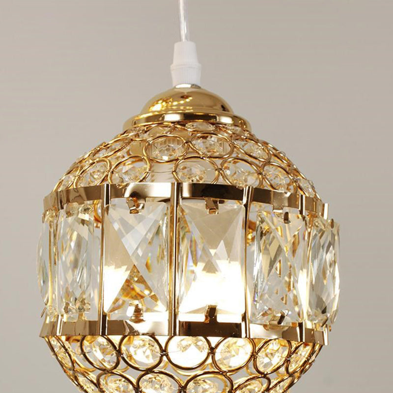 Modern Gold Crystal Pendant Light Fixture For Staircase