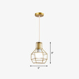 Nordic Style Gold Metal Wire Cage Pendant Light For Dining Room Ceiling