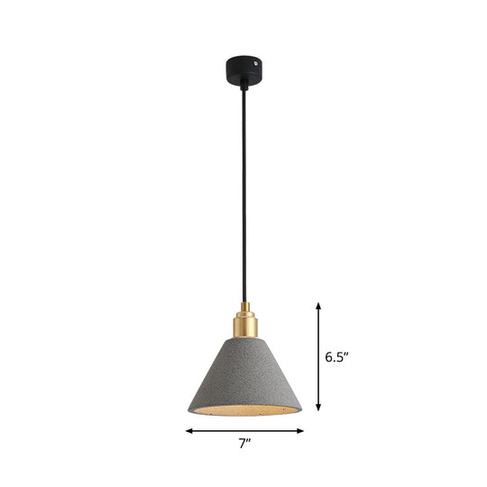 Minimalist Concrete Conical Pendant Light Fixture - 1 Head Ceiling Suspension Lamp