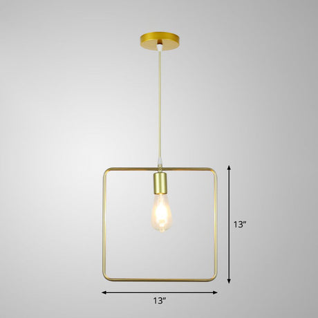 Nordic Metal Pendant Ceiling Light - Gold Cage Frame Design With 1 Bulb Ideal For Dining Room