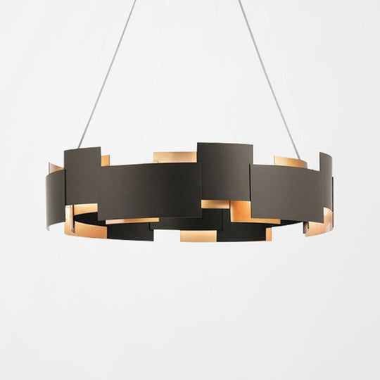 Postmodern Black And Gold Metal Pendant Chandelier Spliced Inner Suspension Light